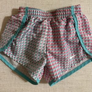 Nike Toddler Girl Pink and Teal Patterned Athletic Shorts